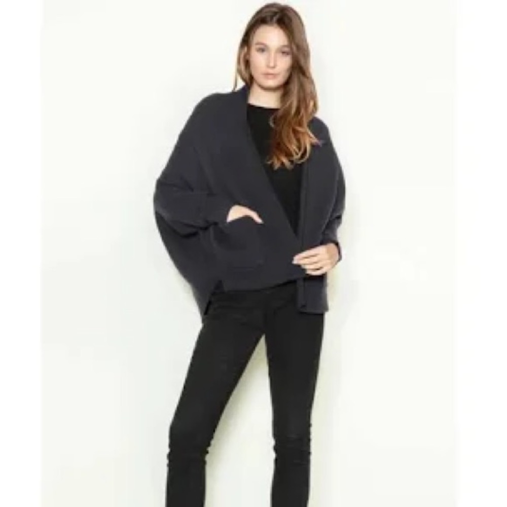 Anthropology black everyday Cape-Cardigan open front with sleeves One Size
